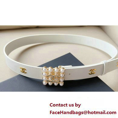 Chanel Width 3cm Metal  &  Glass Pearls calfskin belt AAA036 07 2024